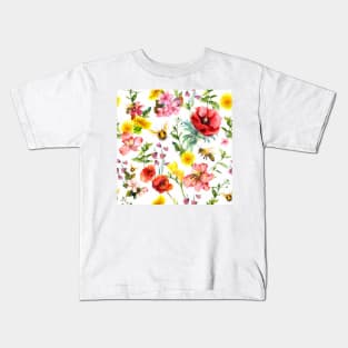 Bees and Honey in the garden print Kids T-Shirt